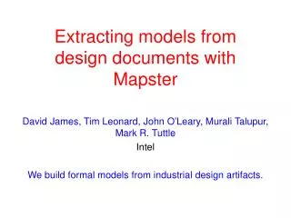 Extracting models from design documents with Mapster