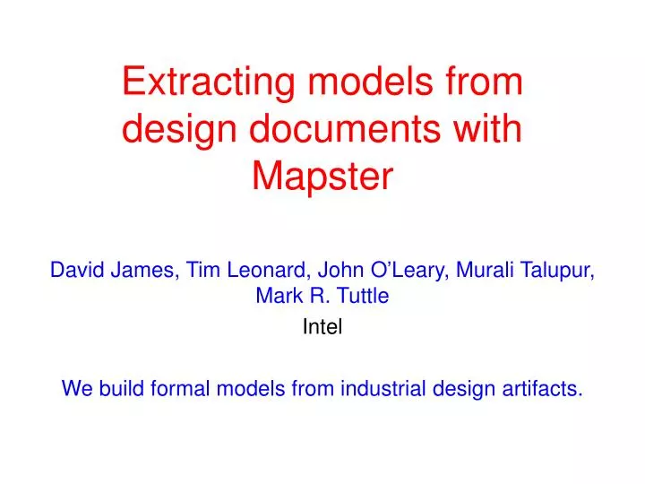 extracting models from design documents with mapster