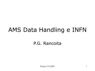 AMS Data Handling e INFN