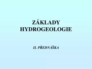 z klady hydrogeologie