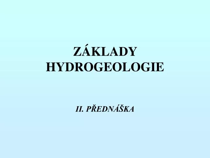 z klady hydrogeologie