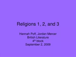 Religions 1, 2, and 3