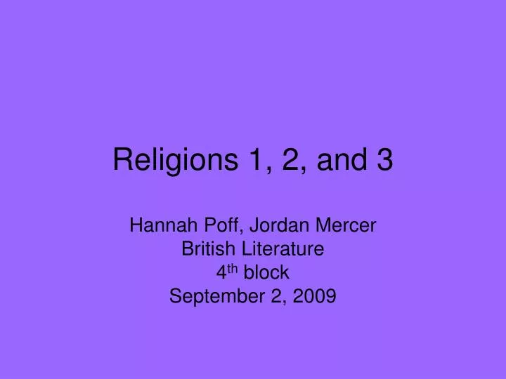 religions 1 2 and 3