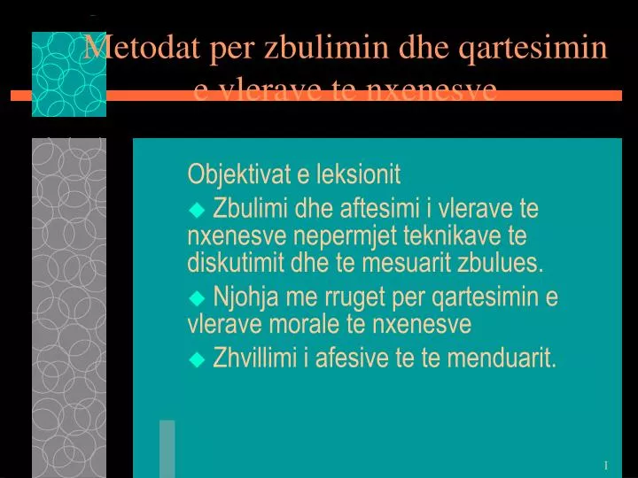 metodat per zbulimin dhe qartesimin e vlerave te nxenesve