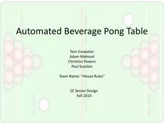 Automated Beverage Pong Table