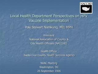 Local Health Department Perspectives on HPV Vaccine Implementation
