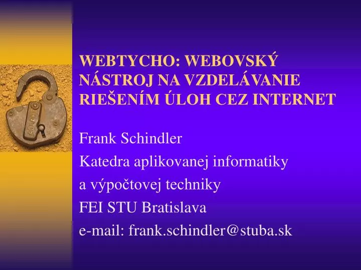 webtycho webovsk n stroj na vzdel vanie rie en m loh cez internet