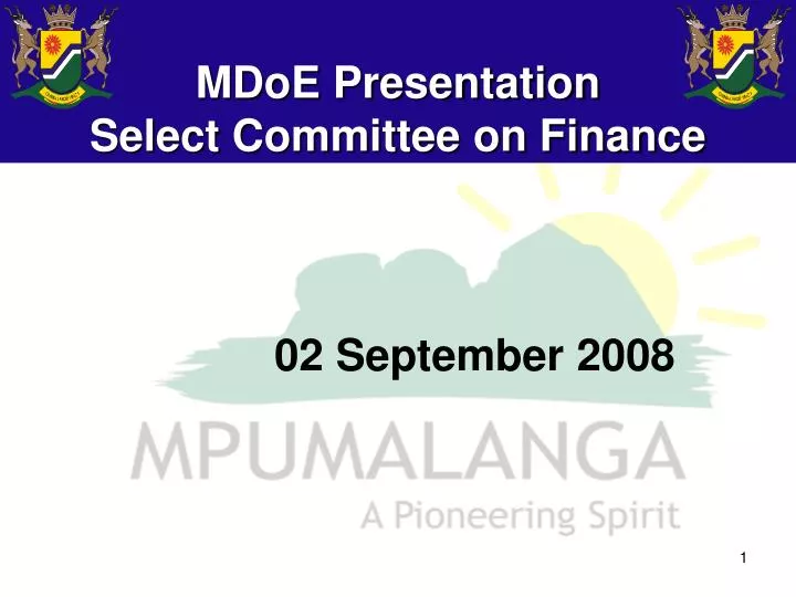 mdoe presentation select committee on finance