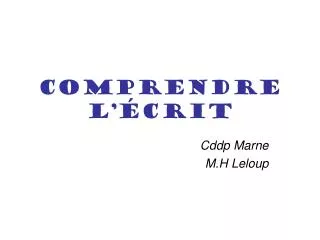 comprendre l crit
