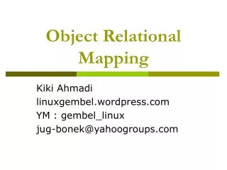 object relational mapping