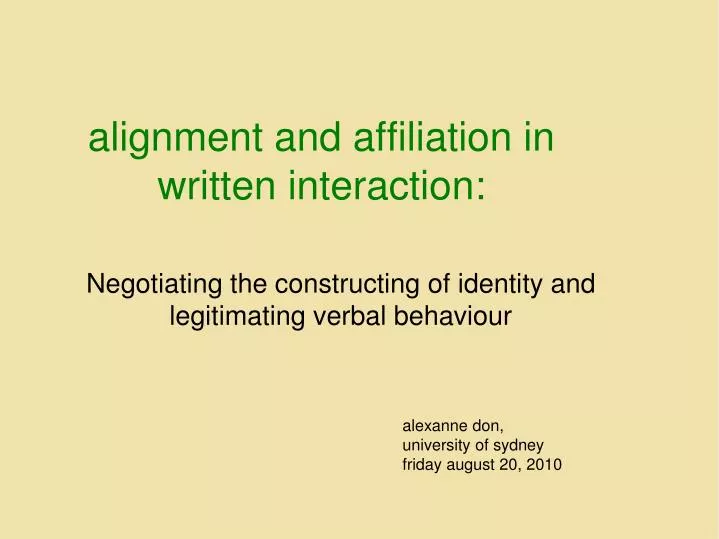 alignment and affiliation in written interaction