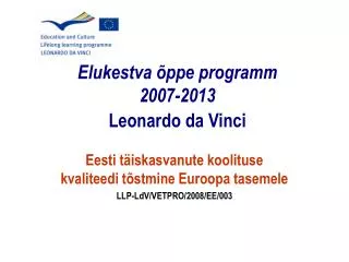 elukestva ppe programm 2007 2013 leonardo da vinci