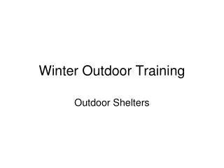 Winter Outdoor Training