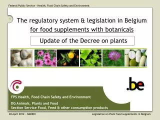 The regulatory system &amp; legislation in Belgium for food supplements with botanicals