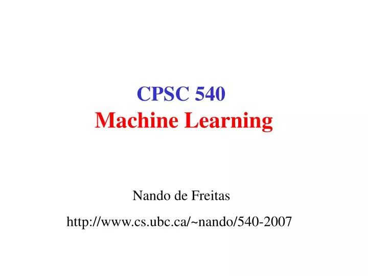 cpsc 540 machine learning