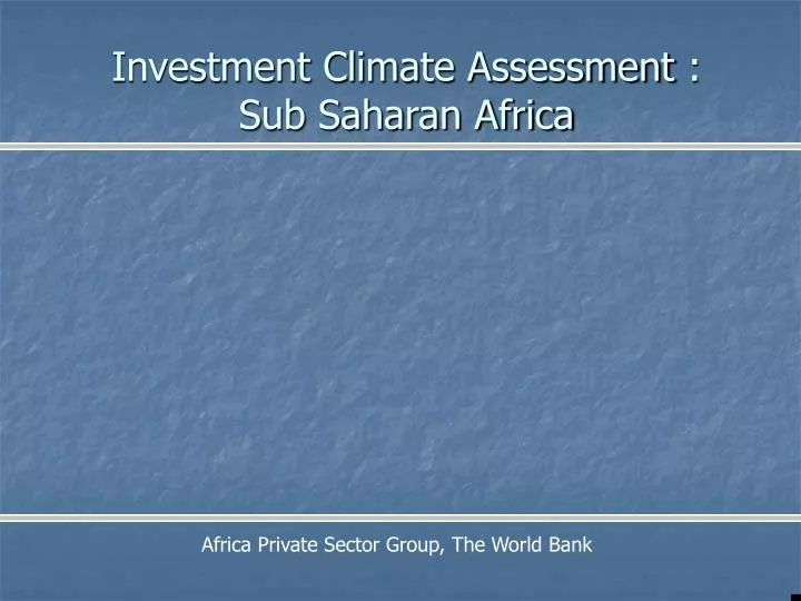 investment climate assessment sub saharan africa