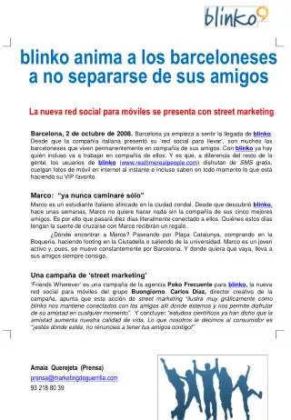 blinko anima a los barceloneses a no separarse de sus amigos
