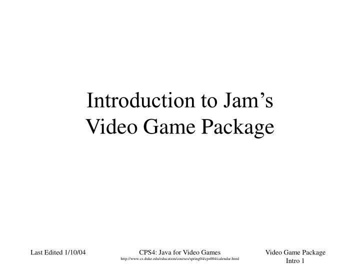 introduction to jam s video game package