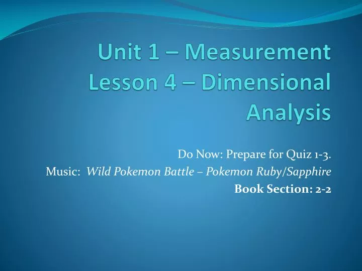unit 1 measurement lesson 4 dimensional analysis