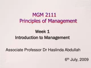 MGM 2111 Principles of Management