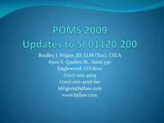 POMS 2009 Updates to SI 01120.200