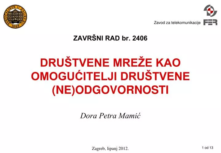 zavr ni rad br 2406 dru tvene mre e kao omogu itelji dru tvene ne odgovornosti