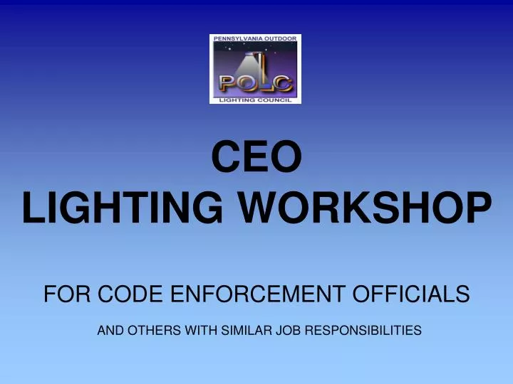 ceo lighting workshop