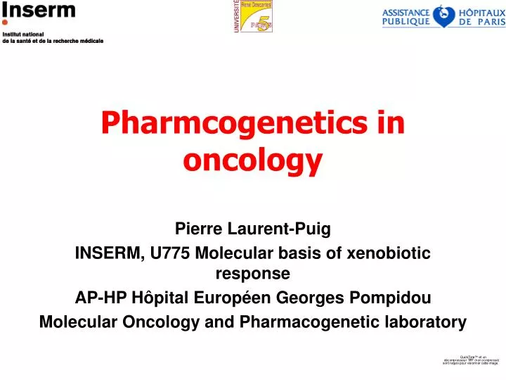 pharmcogenetics in oncology