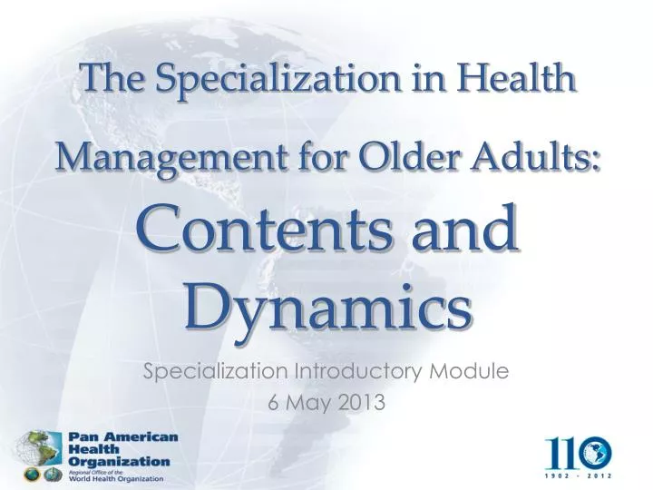 the specialization in health management for older adults contents and dynamics