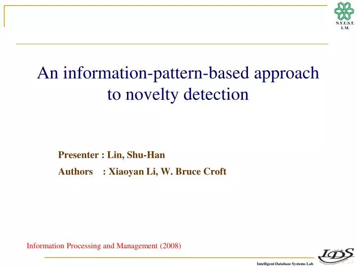 an information pattern based approach to novelty detection