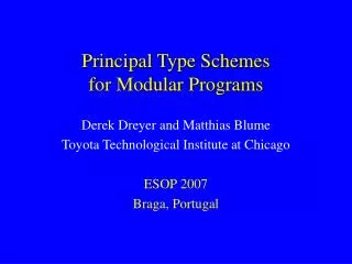 Principal Type Schemes for Modular Programs