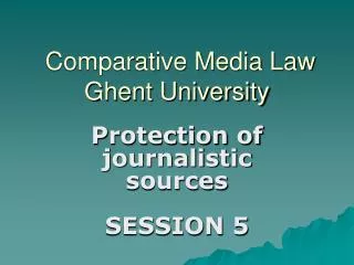 Comparative Media Law Ghent University