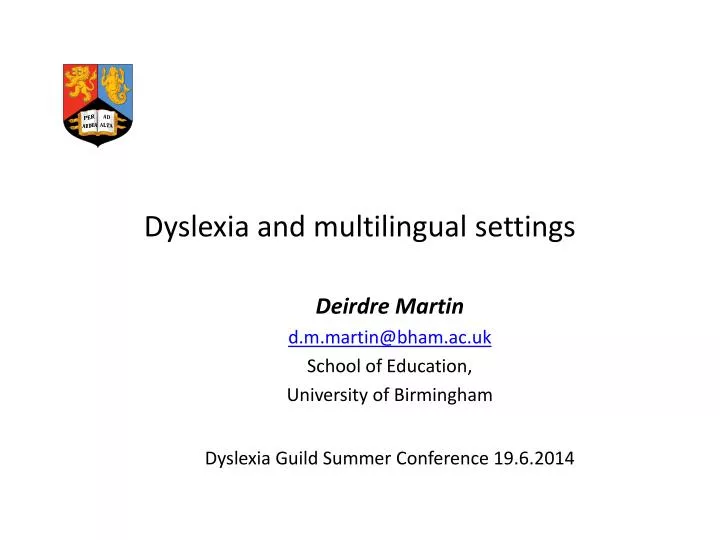 dyslexia and multilingual settings