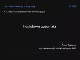 CSCI 3130: Automata theory and formal languages