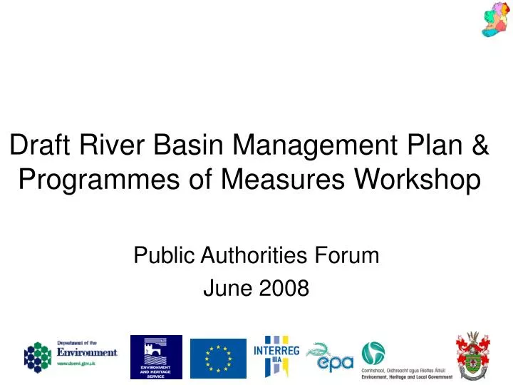 draft river basin management plan programmes of measures workshop
