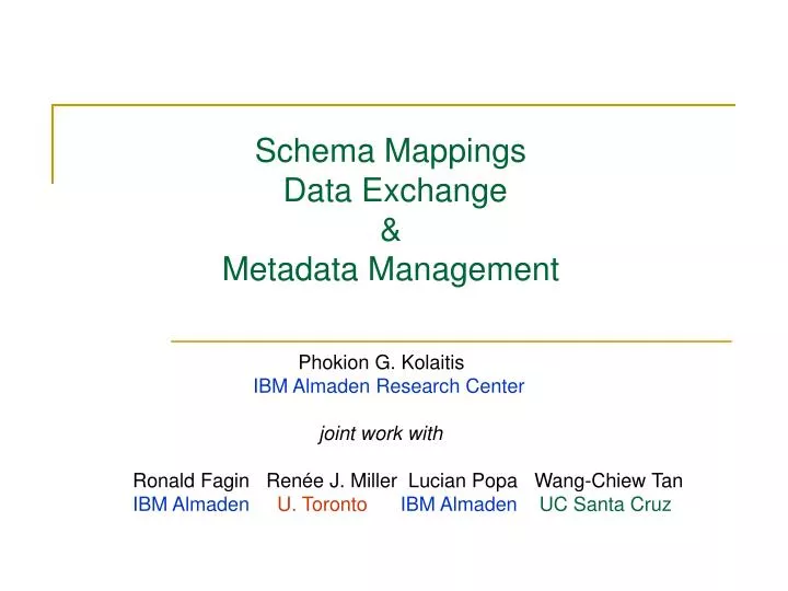 schema mappings data exchange metadata management