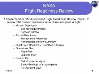 NASA Flight Readiness Review