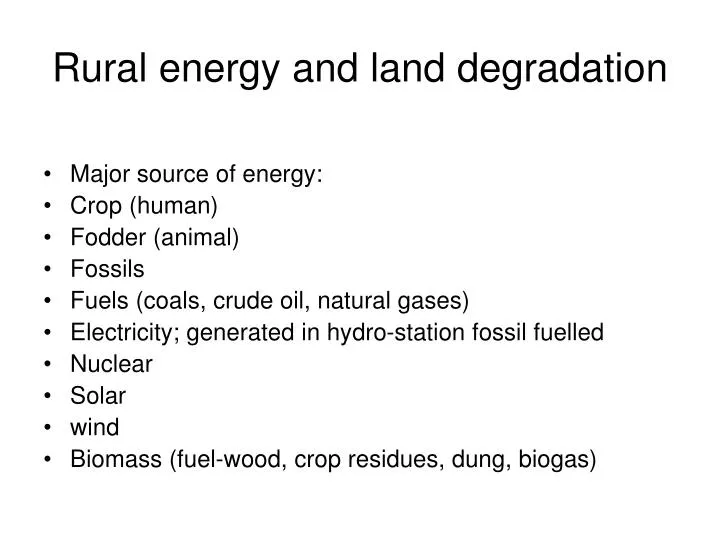 rural energy and land degradation
