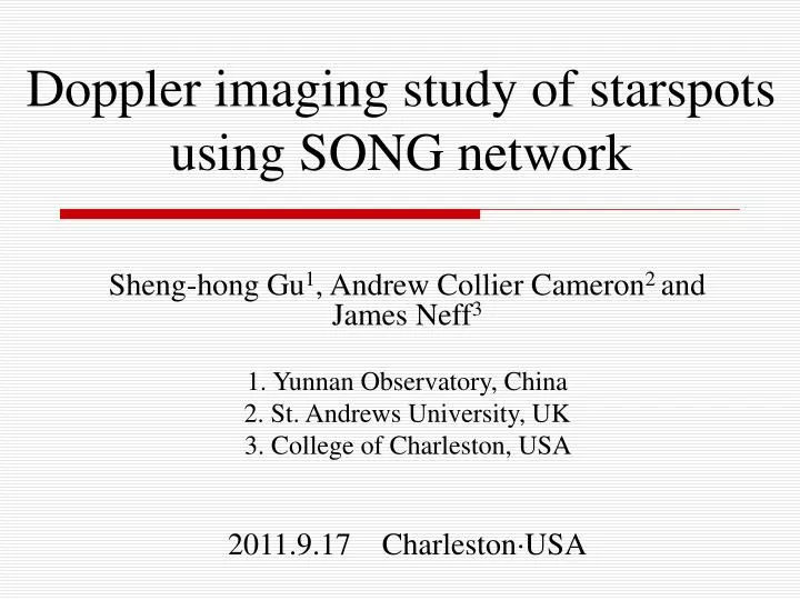 doppler imaging study of starspots using song network