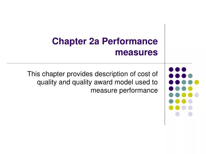 chapter 2a performance measures