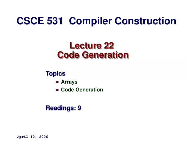 lecture 22 code generation