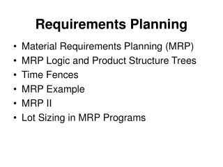 Requirements Planning