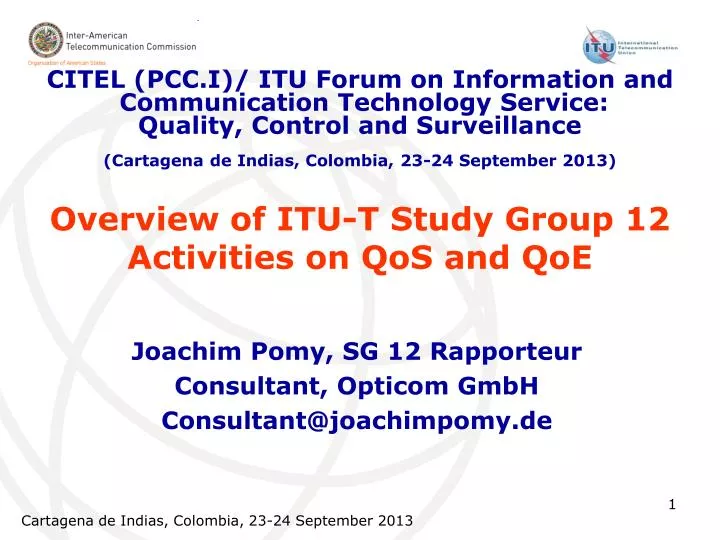 overview of itu t study group 12 activities on qos and qoe