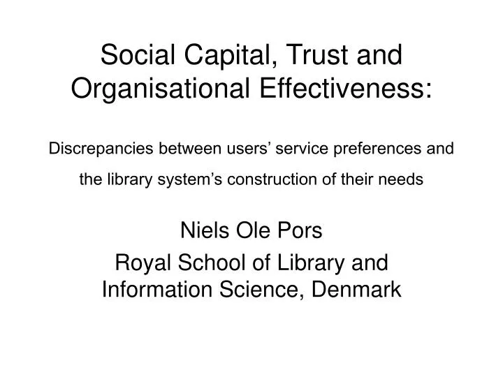 niels ole pors royal school of library and information science denmark