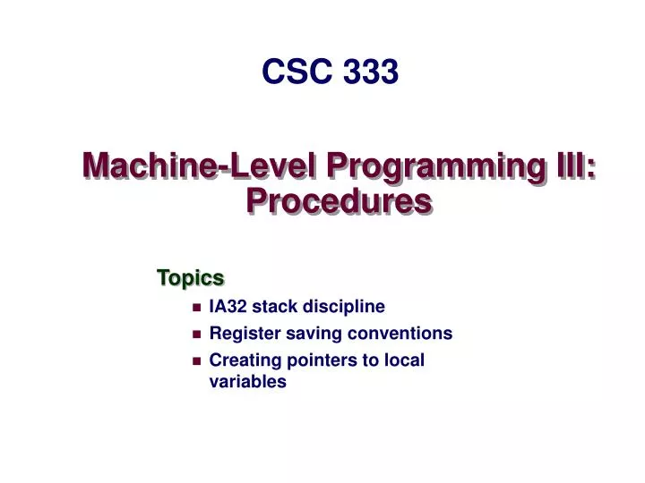 machine level programming iii procedures