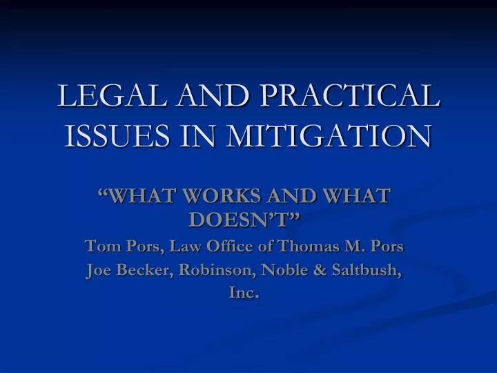 legal and practical issues in mitigation