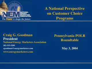 A National Perspective on Customer Choice Programs