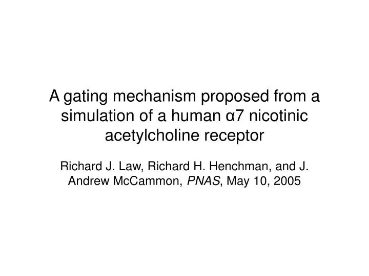 a gating mechanism proposed from a simulation of a human 7 nicotinic acetylcholine receptor