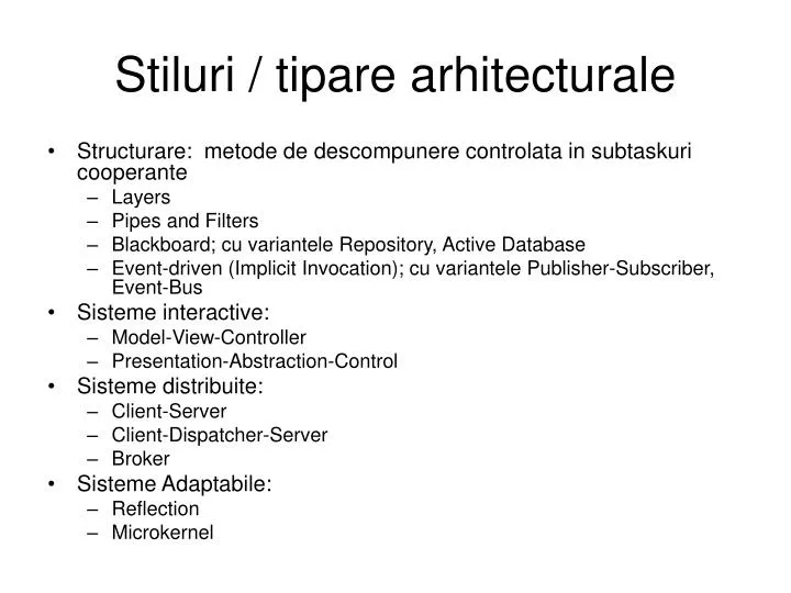 stiluri tipare arhitecturale