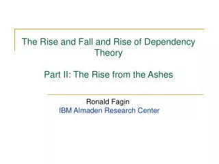 The Rise and Fall and Rise of Dependency Theory Part II: The Rise from the Ashes